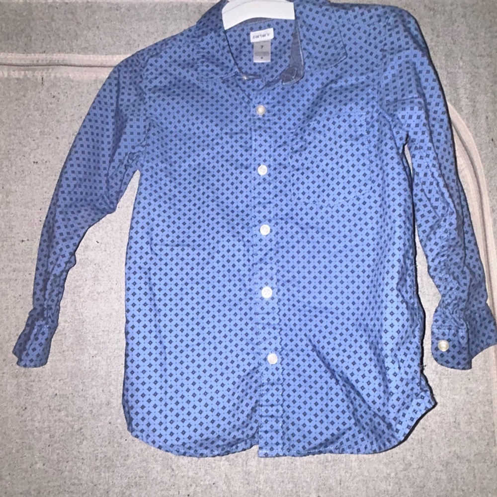 Carter’s Blue Patterned Button-Up Boys Shirt